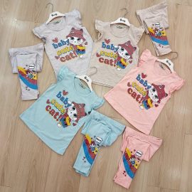Kedi Baskılı Bebe Takım