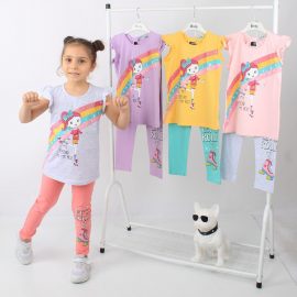 Gökkuşağı Baskılı Kız Takım